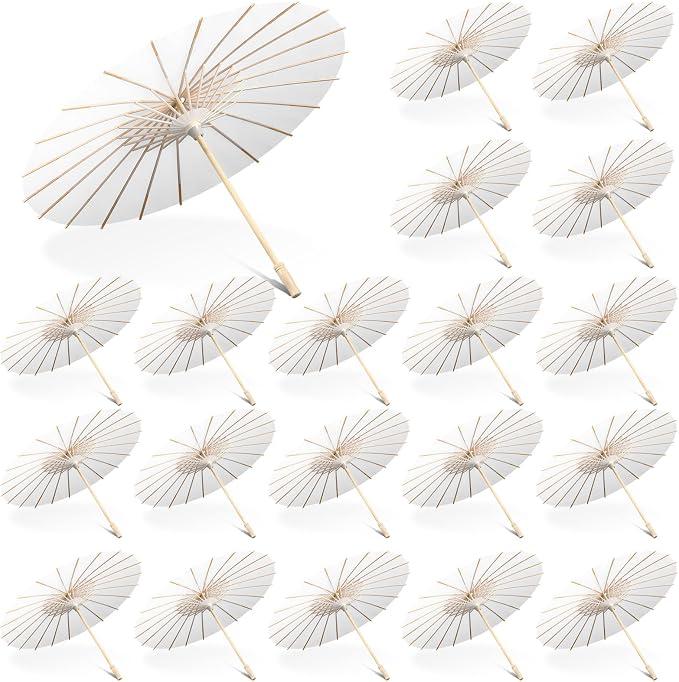 Sanwuta 20 Pcs Paper Umbrella 23.6 Inch Paper Parasol Umbrella DIY Decorative Chinese Japanese Umbrella Vintage Handmade Oil Paper Japanese Parasol for Photo Props Craft Party Wedding