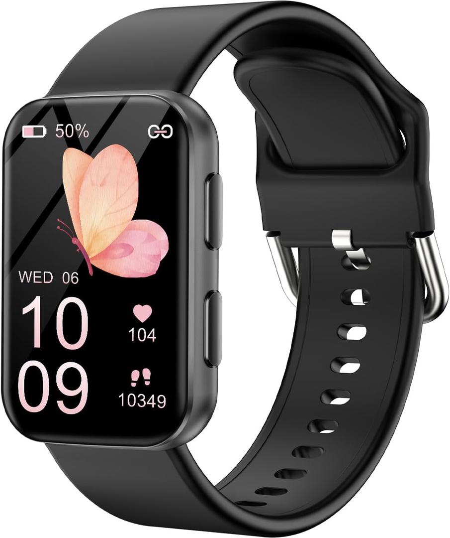 MorePro Health Fitness Tracker with Blood oxygen Monitor and 24/7 Heart Rate and Blood Pressure, Sleep Monitor, 120+ Sport Modes Waterproof Fitness Watch for Women Men Android iOS, Black