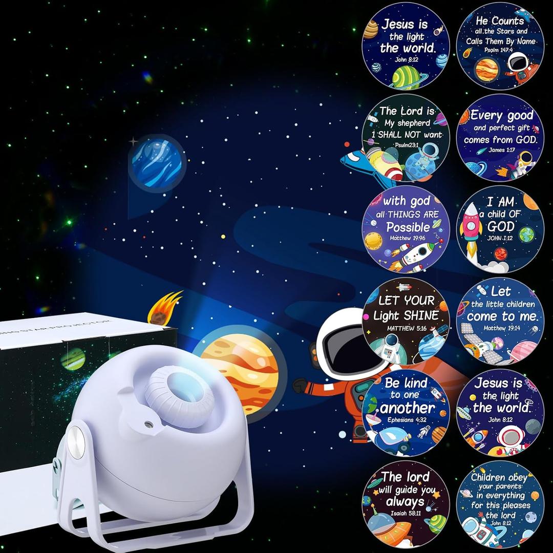 Bible Verses Projector Galaxy Projector Includes 12 Interchangeable Christian Discs Night Light Set Project Religious on Walls or Ceilings for Gift(Classic)
