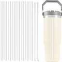 Clear Replacement Straws for Stanley IceFlow Flip Straw Tumbler (30oz/64oz) 8 Straws + 2 Cleaning Brush (Not For Stanley Ice Flow 2.0 Flip Tumbler)