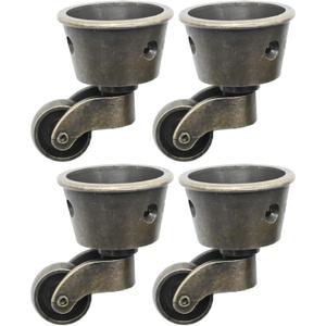 Anxingo 4 Pack 2.32 x 1.77 Inch Antique Zinc Alloy Swivel Cup Casters, Furniture Caster Wheels Universal Metal Pulley Wheels for Chair Cabinet Patio Table Sofas 1-3/4 Inch OD Vintage Green Bronze