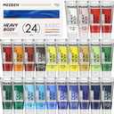 MEEDEN Heavy Body Acrylic Paint - Basic Satin Finish 24 x 60ml (2 oz) Color Paint Set for Adults - Rich Pigment Art Craft Paints for Canvas Clay Wood