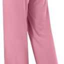 Womens Wide Straight Leg Work Pants Casual Slacks Business Office Trousers Button Dress Pants (Pink, M)
