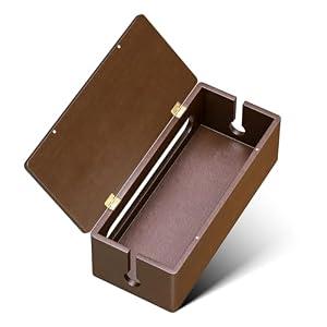 YECAYE Solid Wood Cable Management Box, Walnut Color Cable Organizer Box with Magnetic Closure, for Power Strip & Wire Storage, Cord Organizer, Hide Cords, Home Office Decor, 14.2 x 6.1 x 4.1 Inch