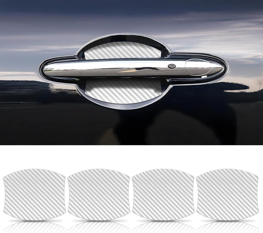 Auprite Magnetic Car Door Handle Cup Protector Guard,4PCS Universal White Carbon Fiber Car Door Bowl Scratch Protector Fits for Most Cars..., APR1318A