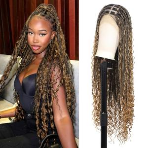 Brinbea 13x8'' HD Lace Front Braided Wigs for Women Knotless Boho Braided Wigs Box Braid Wig with Baby Hair Long Light Brown Premium Synthetic Braids Wig 36 Inch