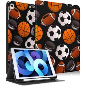 for iPad 9th/8th/7th Generation Case 10.2 Inch Boys Women Cute Folio Smart Cover Pencil Holder Cartoon Cool Teens Kids Fun Men Girls Cases for Apple iPad 7/8/9 Gen A2602 A2270 A2197