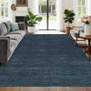 5x7 Washable Rugs Non Slip Minimalist Area Rug for Bedroom Soft Low Pile Solid Color Large Bedroom Throw Carpet Stain Resistant Classic Neutral Area Rug Plain Boho Rugs for Kitchen Nursery, Navy