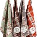 DII Thanksgiving Fall Kitchen Towels Collection Decorative Embellished Dish Towel Set, 18x28, Cozy Picnic Plaid, 4 Count