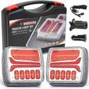 SUPAREE 2PCS LED Wireless Magnetic Trailer Tail Light Kit, Rechargeable Towing Lights with 7 Way to 4 Way Transmitter, Waterproof Tow Lights for Trucks, Trailers, Campers, RVs, Boats, and Caravans