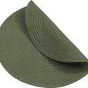 SHACOS Round Placemats Set of 6 Washable 15 inch Round Table Mats Cotton Polyester Woven Braided Place Mats for Dining Table (Olive Green, 6)