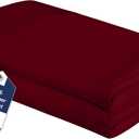 Royale Linens Twin XL Flat Sheet - Ultra Soft Brushed 1800 Microfiber Flat Sheets Only - Wrinkle Free & Stain Resistant - Hotel Quality Top Sheet for Bed (Twin XL, Burgundy)