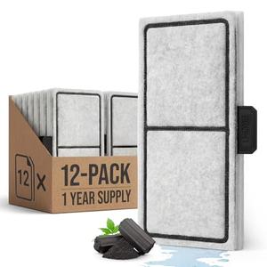 12-Pack EF-S Replacement Filter Cartridges for BF5 BettaFlo Aquarium, Professional Triple Filtration to Keep Water Crystal Clear & Fish Healthy, High-Density Activated Carbon Refills for Fish Tank