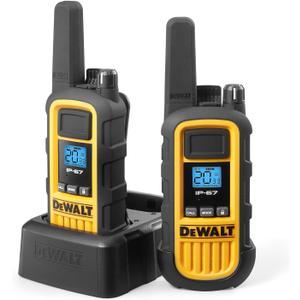DEWALT DXFRS800 2 Watt Heavy Duty Walkie Talkies - Waterproof, Shock Resistant, Long Range & Rechargeable Two-Way Radio with VOX (2 Pack)