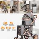 HOVONO Double Dog Stroller for 2 Small & Medium Dogs/Cats Up to 60 lbs | 3-in-1 Pet Stroller with Detachable Carrier, Lightweight Aluminum Alloy, Foldable Frame, Rubber Wheels with Suspension