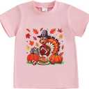 Kids Toddler Little Boys Girls Thanksgiving Shirt Short Sleeve Pumpkin Turkey Goose Football T-Shirt Top (5-6 Years)
