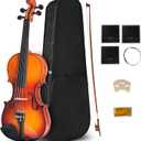 15 Inch MA350 Acoustic Viola, Satin Antique Solid Wood Viola with Case, Bow, Rosin, Musical Instrument Student Viola Set for Beginners Adults
