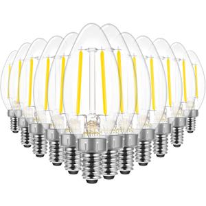 Energetic Dimmable E12 LED Candelabra Bulb,60 Watt Equivalent B11 LED Chandelier Bulbs, Cool White 4000K, 550LM, 5 Watt Halloween Christmas Decoration Filament Candle,ETL Listed, 12 Pack 