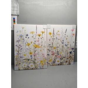 2pcs 20"x28"  Generic Canvas Art Set - Abstract Gold Flowers - Wall Art for Living Room