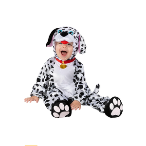 Morph Toddler Dalmatian Costume Plush, Comfy Puppy Dog Outfit with Hood, Ears, Anti-Slip Foot Cover, Front Pocket | Halloween, 1T