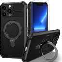 iPhone 13 Pro Magnetic Case [Compatible with MagSafe] with 2 Tempered Glass Screen Protectors with Ring Kickstand,Military Grade Heavy Duty for iPhone 13 Pro Case,6.1'' Black