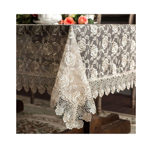 ARTABLE Rectangular Table Cloth Lace Macrame Vintage Tablecloth Shabby Chic Embroidered Oblong Table Cover for Wedding Banquet Holiday Long Dinner Tables (Golden, 51" x 70")
