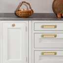 Khtumeware 6 Pack 1-1/4 inch Brushed Brass Cabinet Knobs - Brushed Gold Drawer Pulls for Kitchen & Dresser Drawers