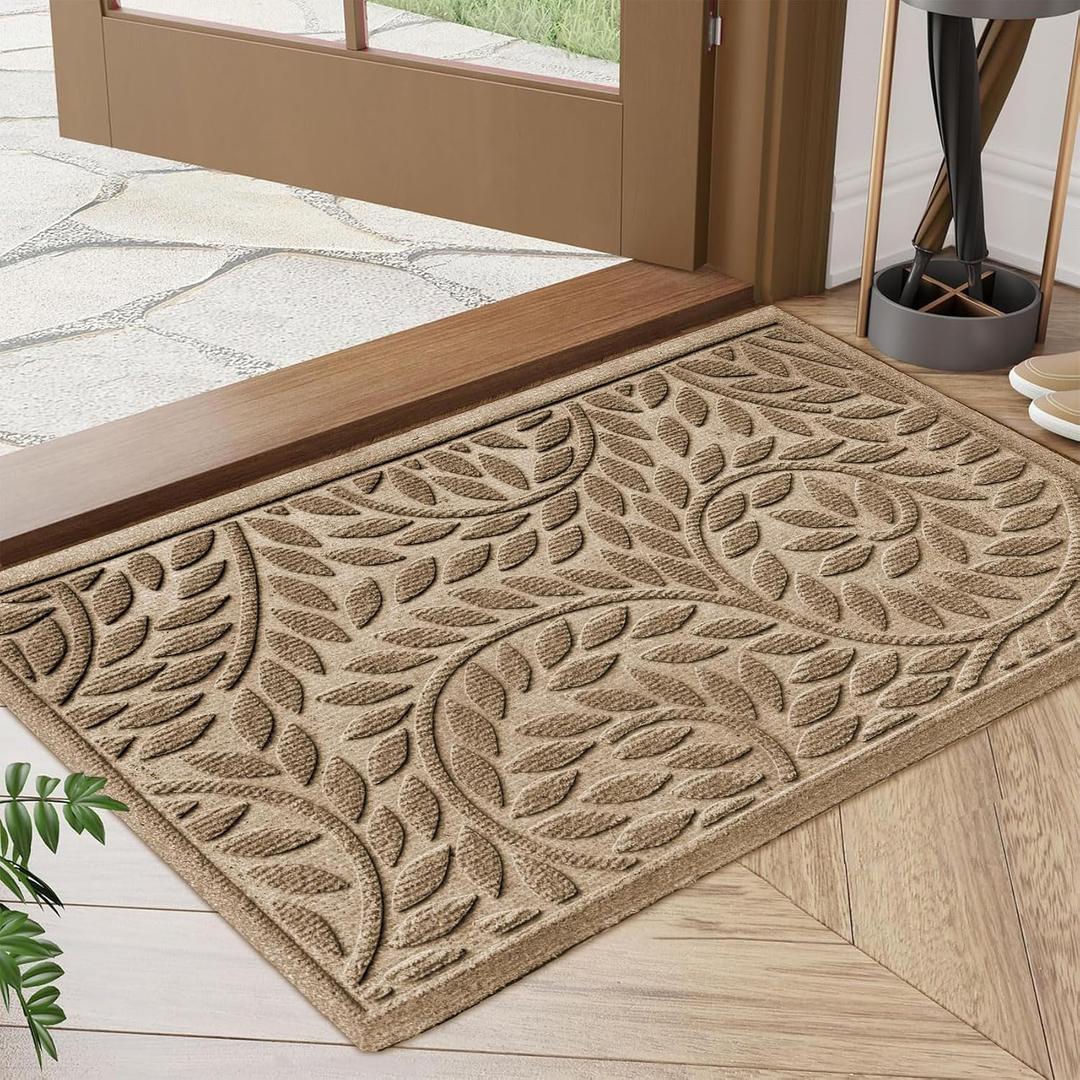 Buli jo jo Front Door Mat Outdoor Entrance, Durable Heavy Duty Welcome Mat, Thick Absorbent Natural Rubber Non Slip Mat, Welcome Entryway Rug Beige 47"x32"
