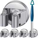 Vercraft 4 Pcs Magnetic Mop Broom Holder Movable Magnetic Broom Holder Rack, Anti Slip Wall Mounted Utility for Cleaning Tools, Garage, Kitchen, Laundry, Garden (Silver)