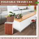 1 Pack 21 Gallon Bamboo Slim Trash Can with Lid Large Foldable Slim Rectangular Garbage Can Bamboo Waste Basket for Bathroom Bedroom Office Home Salon Spa (Coffee)