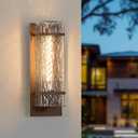 Brown Outdoor Wall Light, 13.4in Exterior Waterproof Lanterns,Porch Sconces Wall Mounted Lighting with E26 Sockets & Textured Glass Shades, for Garage,Doorway,Patio,Front Door