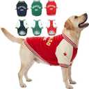 XXXL Dog Winter Varsity Jacket, Extra Large Doggy Fleece Coat for Cold Weather, Warm Sport Outfit for Dogs, Thick Pet Baseball Apparel, Sportwear for Pets Labrador, Holiday Puppy Costume, Red