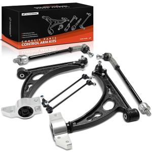 A-Premium Set of 6, Front Lower Control Arm with Ball Joint, Sway Bar Link, Inner Outer Tie Rod End, Compatible with Volkswagen Jetta 06-14, Eos 07-14, Golf 10-14, GTI 07-13, R32 08 & Audi A3 06-09