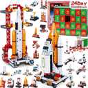 Kids Advent Calendar 2024 for Boys, 24 Days Christmas STEM Space Building Blocks Countdown Calendar Gifts Box with 12-in-1 Rocket Spaceship Shuttle Launcher Bricks Toy Set for Kids Teens Girls Age 6+