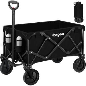 Collapsible Folding Wagon Cart 150L, Heavy Duty Garden Cart with All Terrain Wheels,Portable Large Capacity Utility Wagon Cart for Camping Fishing Sports Shopping