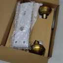 Newliplace Mortise Lock Set for Interior Door, Vintage Antique Brass Door Knobs with Lock and Skeleton Key, Replacing Old Style Doors