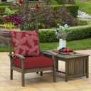 Arden Outdoor Foam Deep Seat Cushion Set, 24 in x 24 in, Weather-Proof, Rain-Proof, Fade Resistant Patio Cushion, Bottom and Back Cushion for Chair, Sofa, and Couch Red Leaf Palm