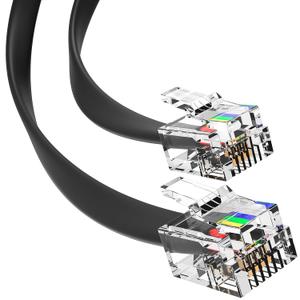 G-PLUG 3ft Phone Cord for Landline Phones, Flat RJ11 Cable, 6P4C, Black
