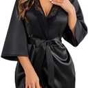 Avidlove Women's Kimono Robe Short Satin Pure Short Silky Robes, Size XL
