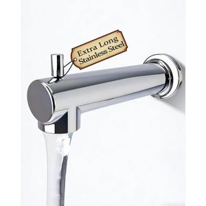 7 Inch Extra Long Tub Spout with Diverter, 304 Stainless Steel Slip on Design, Easy No-Tool DIY Install, Anti-Rust Compatible With Moen 3839 and 3853, Fits 1/2 Inch Copper Pipe Chrome Plated