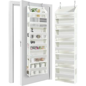 HOMELUX THEORY UPGRADED 6 Tiers Over The Door Organizer Hanging - 100D EXTRA THICK & 50lbs HUGE CAPACITY, 12 Side Mesh Pockets Over The Door Shoe Organizer, Hanging Closet Organizer (Ivory, 1pc)