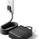 10Ft Extension Cord with Multiple Outlets, Flat Plug Power Strip Surge Protector with 10 Ft Long Cord, 8 Outlet 4 USB Ports (2 USB C), Multi Outlet Wall Plug for Office, College, Dorm Room Essentials