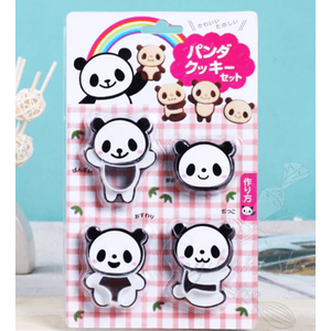 Panda Cookie Cutter Set 3Pcs Silicone Biscuit Fondant Molds for Baking Party Treats and Holiday Cookies