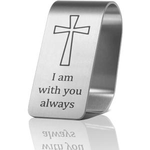 I Am with You Always Engraved Stainless Steel Car Visor Clip, Travels Visor Car Accessories, Driving Safety Prayer Religious Gifts for Parent Family Friend, New Driver Gifts