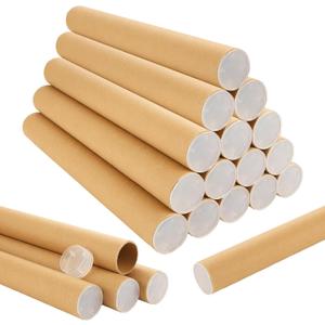 CYEAH 20 Pcs Mailing Tubes with Caps, 1.5x12-Inch Kraft Paper Poster Tube for Shipping, Packing, Bulk Round Packaging, Cardboard Mailers, Art Prints, Maps, Blueprint