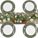SHACOS Round Placemats Set of 6 Washable 15 inch Round Table Mats Cotton Polyester Woven Braided Place Mats for Dining Table (Olive Green, 6)