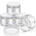 Patelai 4 Pieces Round Wide-mouth Leak Proof Plastic Container Jars with Lids for Travel Storage Makeup Beauty Products Face Creams Oils Salves Ointments DIY Making(4 Ounce,Clear)