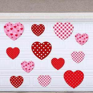 Relaxweex 12 Pcs 12 Inch 8 Inch Valentine's Day Garage Door Magnets Magnetic Heart Garage Door Decor Valentines Car Magnet Sticker Decorations for Refrigerator Decor(Classic)