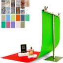 24 Colors Small Product Backdrops Photography Background Paper with Stand 12PCS 34x17inch Flat Lay Backdrop for Cosmetics Jewelry Products and Food