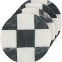 Mud Pie Circle Checkered Coaster Set; 4" x 4"